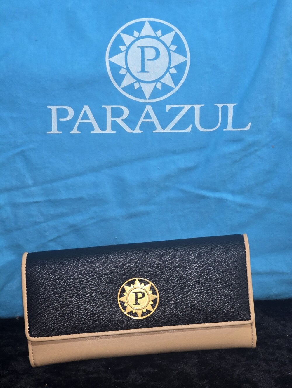 NWT Parazul Black & Tan Long Wallet Organizer Clutch